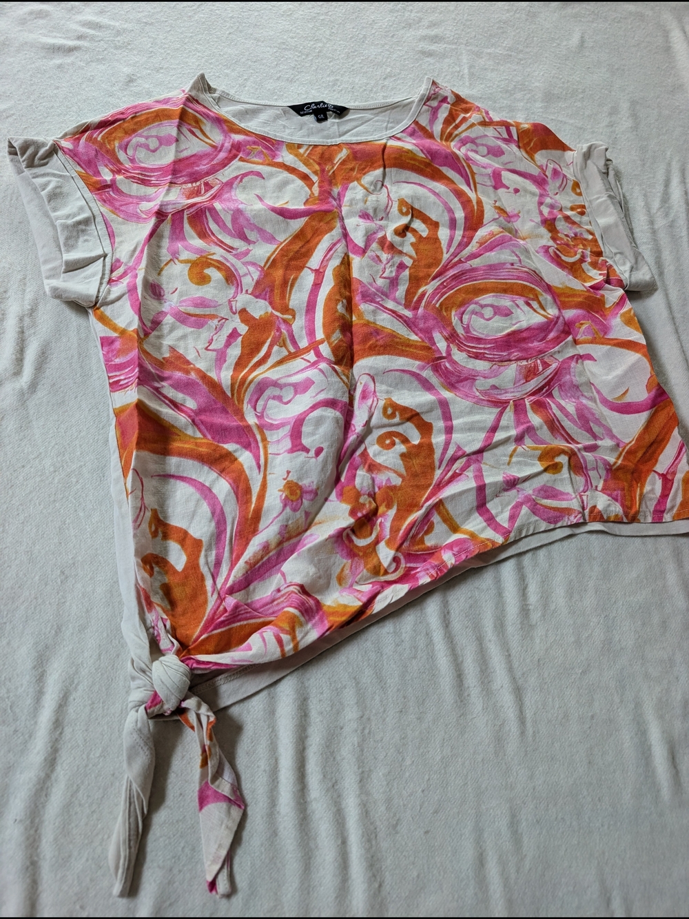 Linen Cotton Tie Hem Tshirt by Charlie B